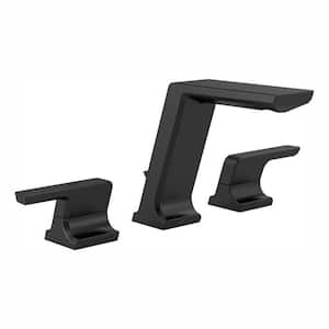 Pivotal 8 in. Widespread 2-Handle Bathroom Faucet with Metal Drain Assembly in Matte Black