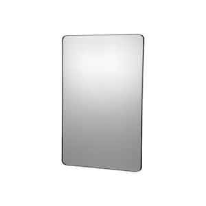 Wall Mounted Makeup Mirror Black 30 in. W x 40 in. H Modern Rectangle Aluminum Framed Mirror Explosion-Proof Film