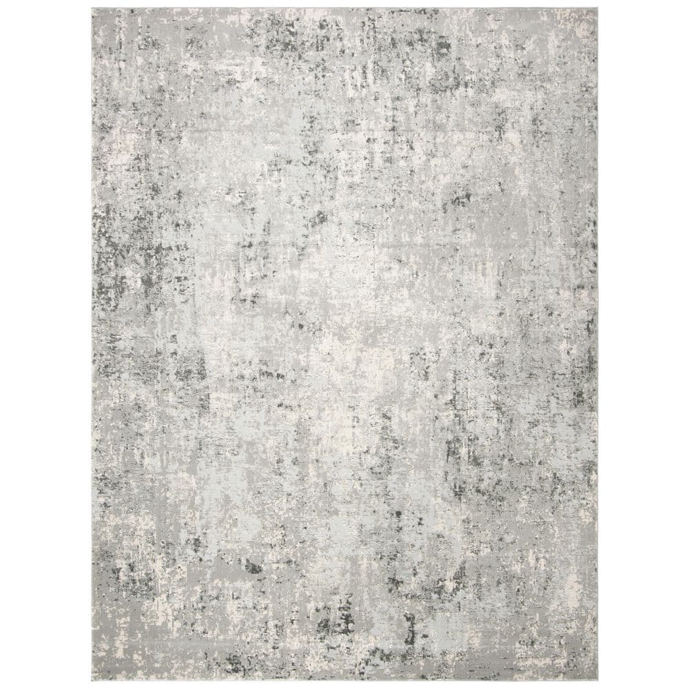 Gray and Ivory Abstract 8' x 10' Reversible Area Rug