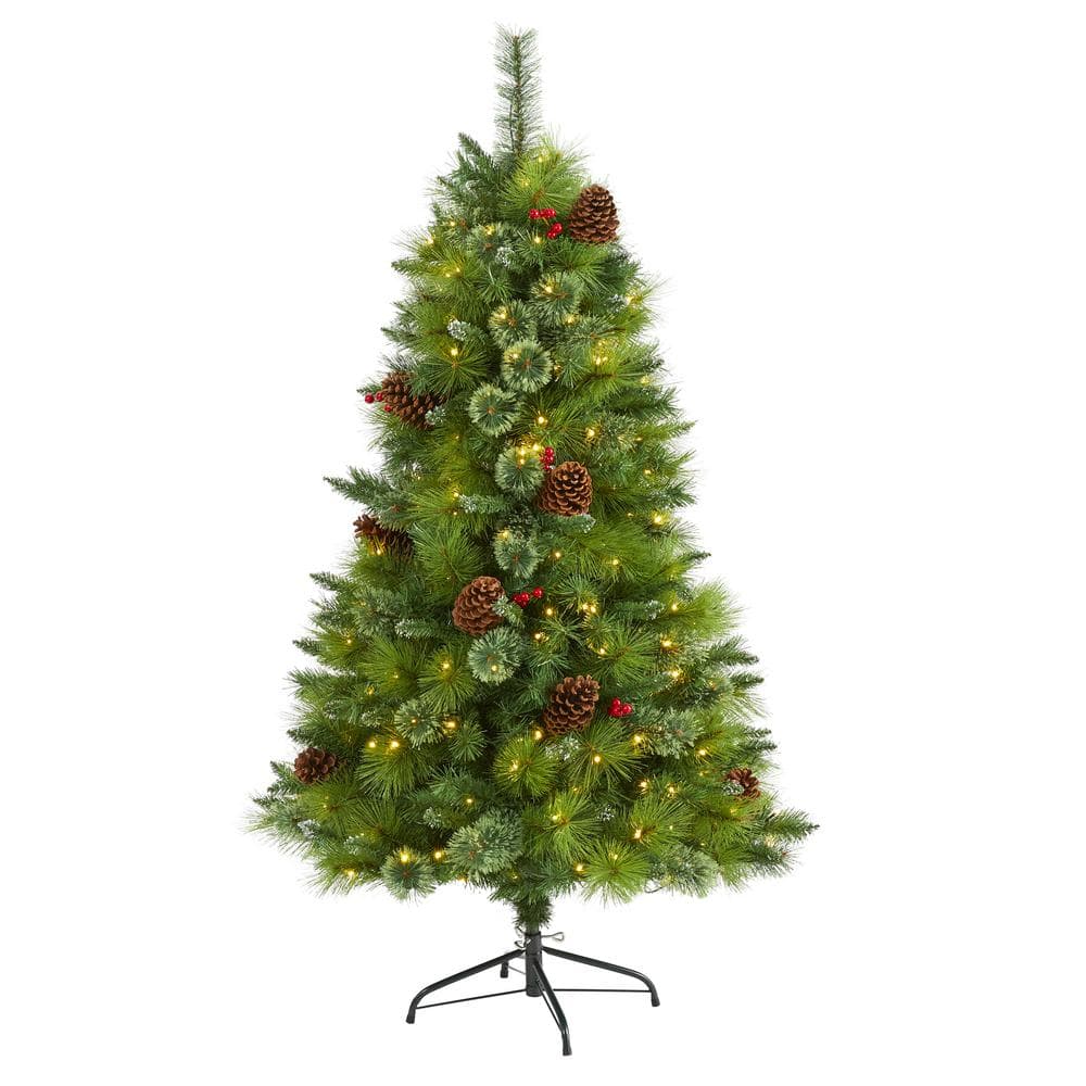 Nearly Natural 5 ft. Pre-Lit Montana Mixed Pine Artificial Christmas ...