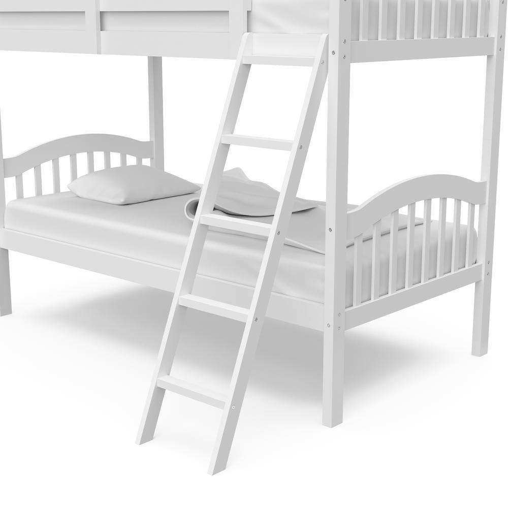 White Twin Mission Wood Bunk Bed with Headboard and Slats
