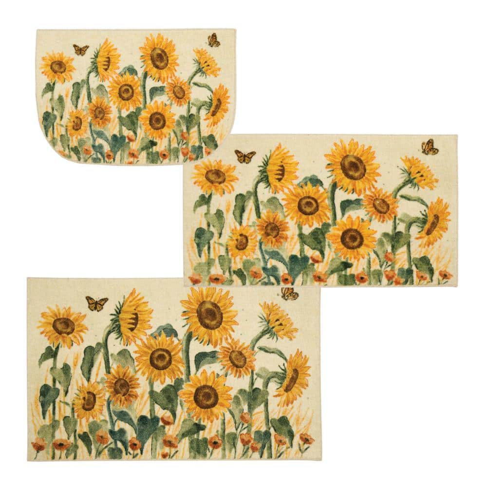 Mohawk Home Fall Sunflowers Gold ft. in. x ft. in. Kitchen Mat  3-Piece Set 877514 The Home Depot
