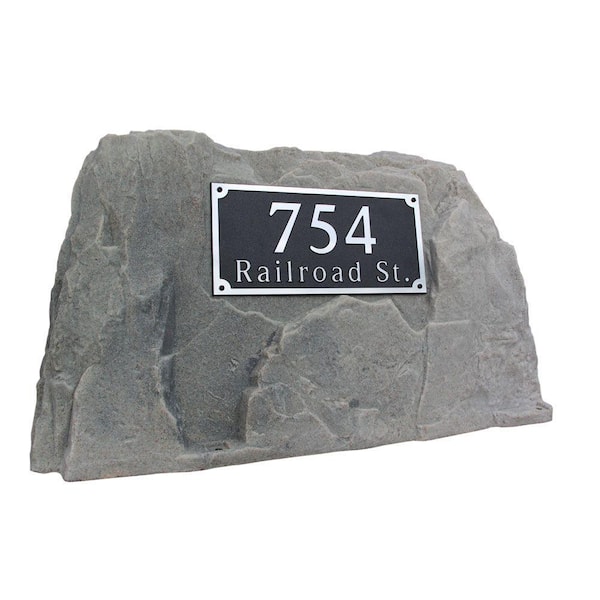Dekorra 39 in. L x 21 in. W x 21 in. H Plastic Rock Cover with Square Sign in Gray