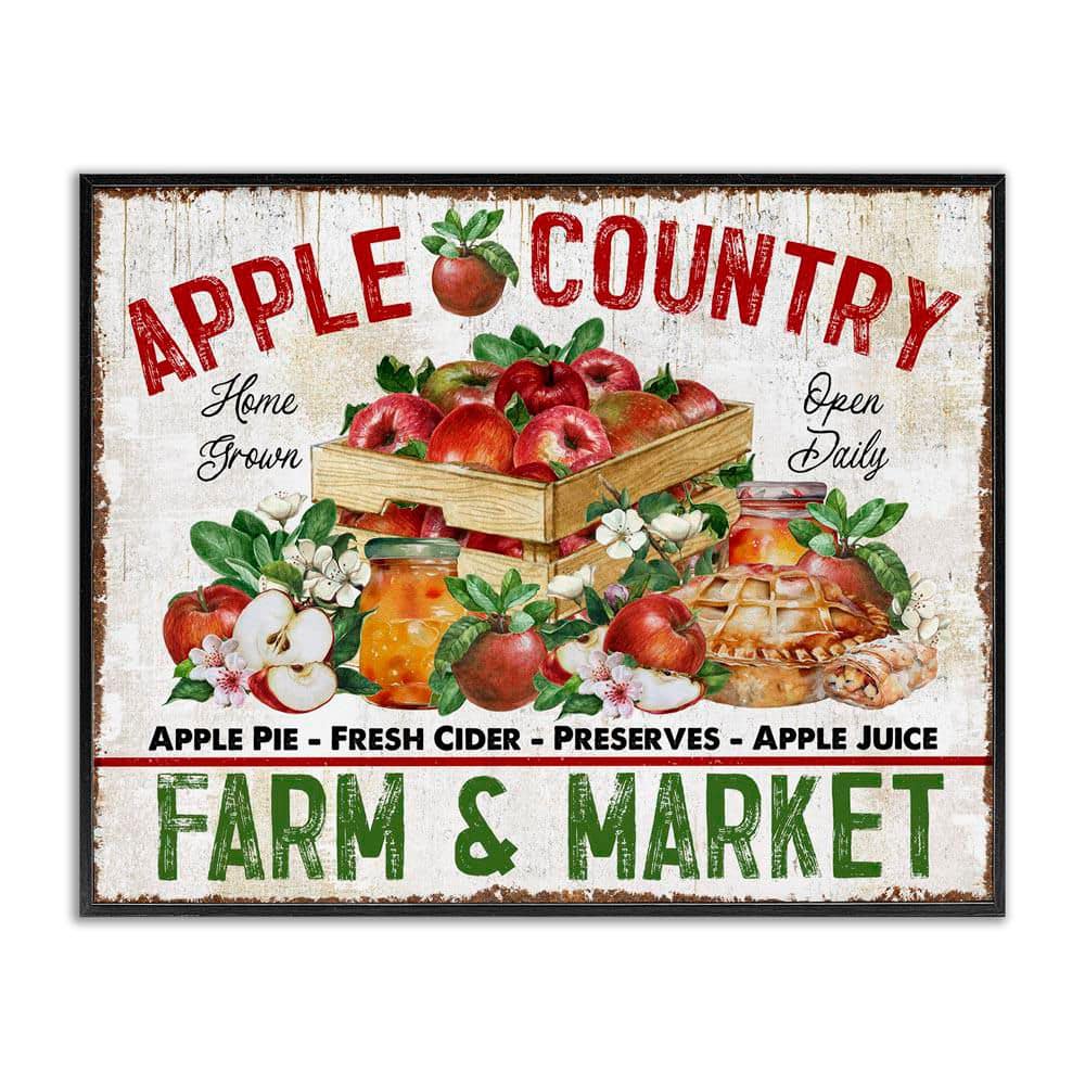 Apple Country Market by Creatif Belle Black Framed Graphic Typography Art Print 11 in. x 14 in. price history on PriceWatchPro