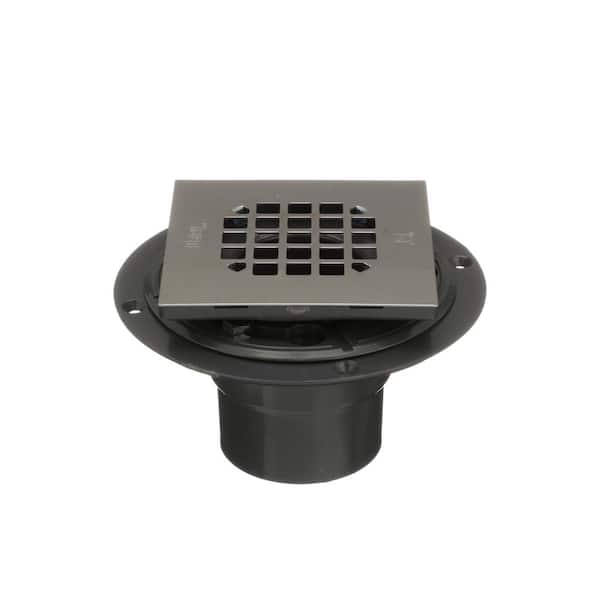 Oatey 82227 ABS General Purpose Pipe Fit Drain with 4-Inch Cast CHR Grate and Square Top 3-Inch or 4-Inch 