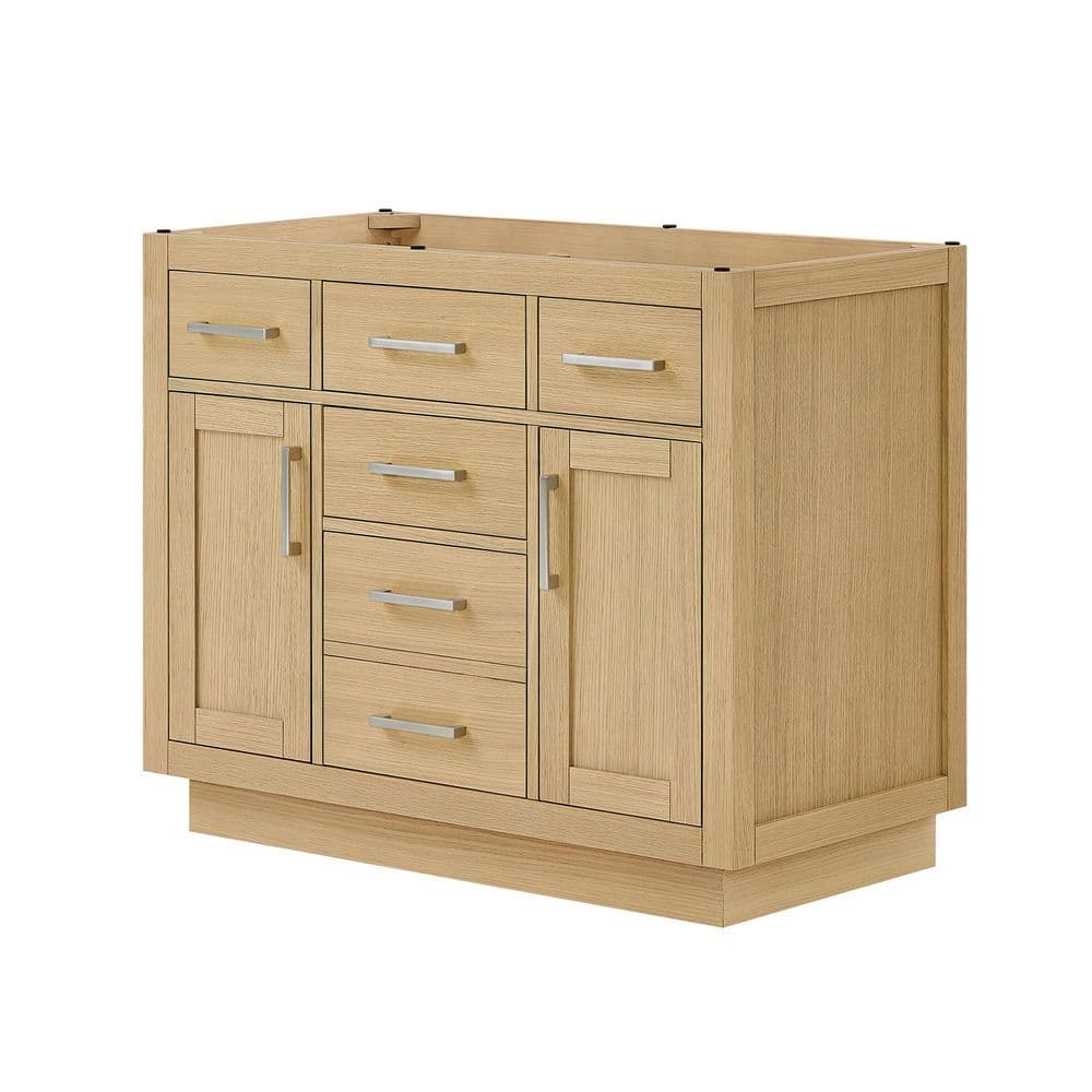 Beckett TK 41 in. Bath Vanity Cabinet without Top in Rift Oak with Brushed Nickel Trim