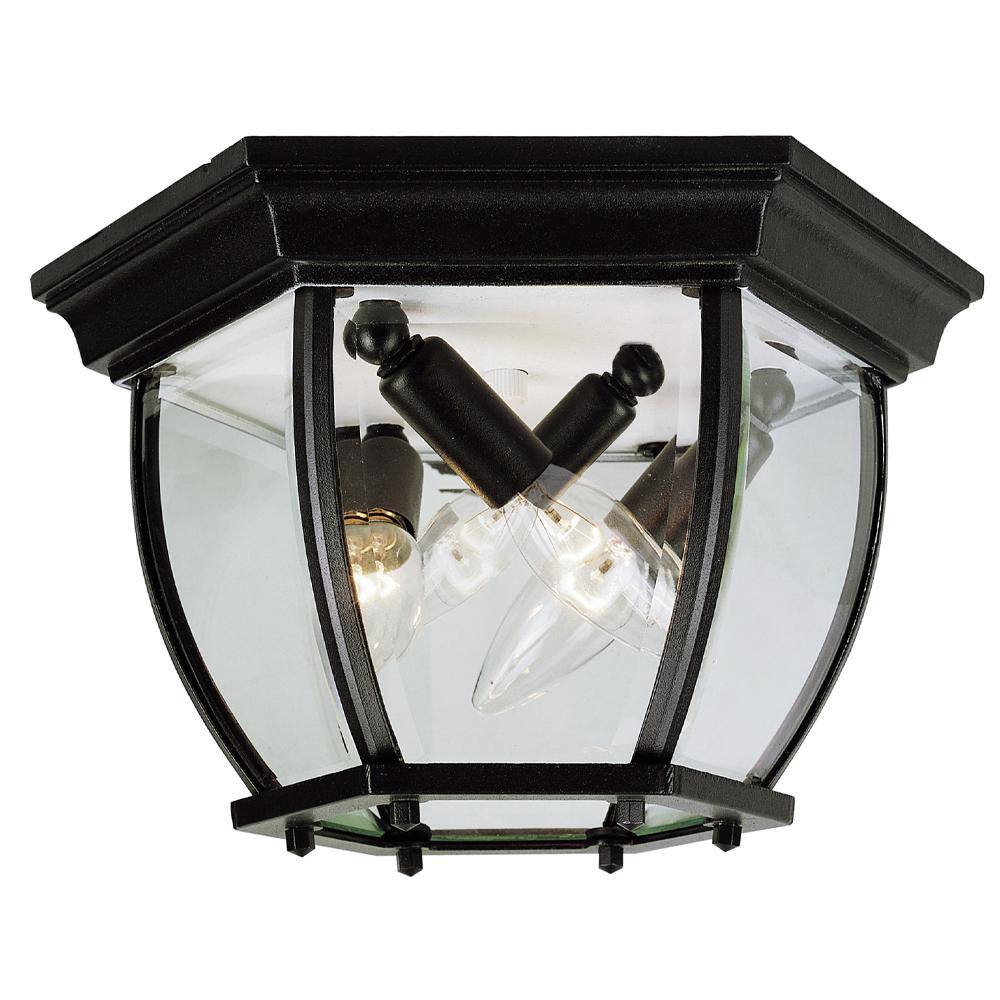 Bel Air Lighting Angelus 13 in. 4Light Black Outdoor Flush Mount Ceiling Light Fixture with