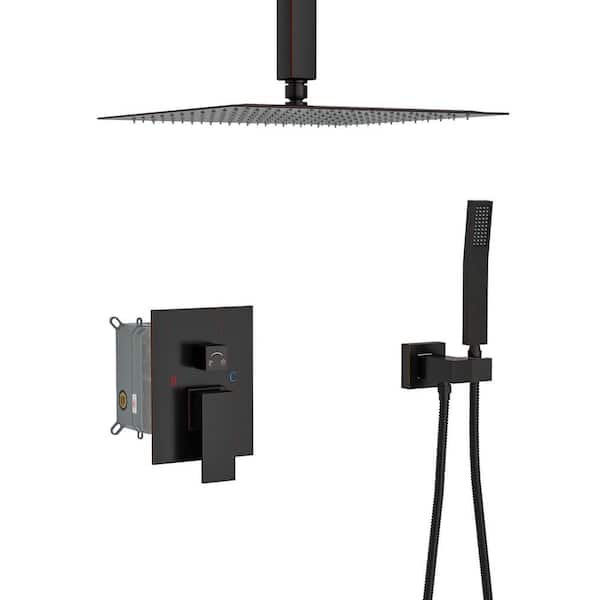 Unbranded Single Handle 1-Spray Ceiling Mount Shower Faucet 1.8 GPM with Pressure Balance in. Oil Rubbed Bronze(Valve Included)