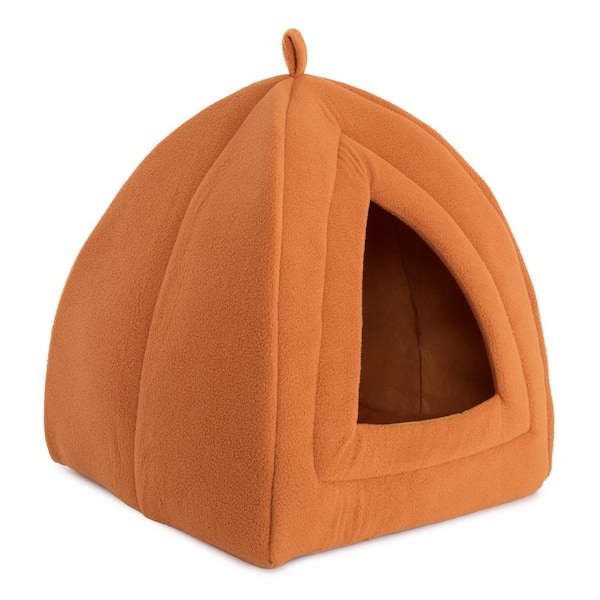 Pet Trex Medium Sized Brown Tent-Style Cat Igloo - Cozy Covered Bed for Cats and Kittens
