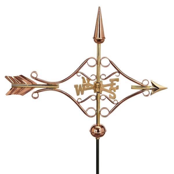 Victorian Arrow Cottage Weathervane - Pure Copper with Roof Mount