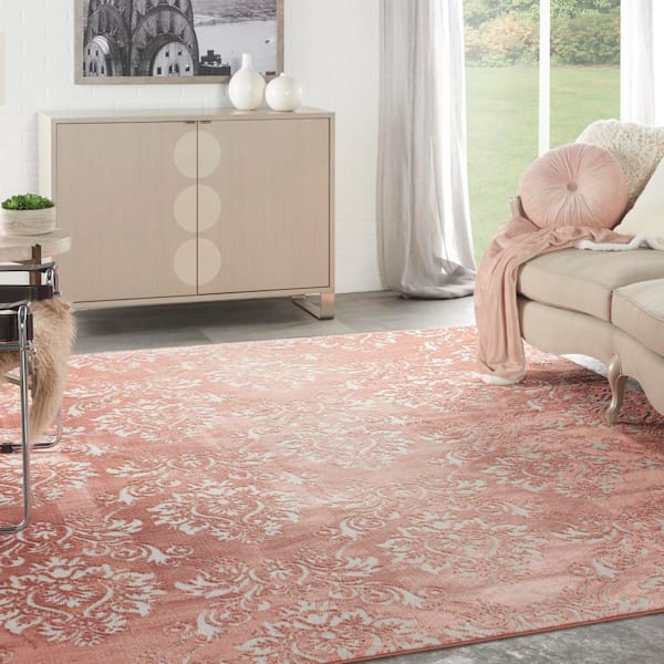 Elation Brick Ivory 8 ft. x 10 ft. Floral Medallion Traditional Area Rug