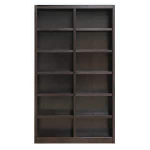 84 in. Espresso Wood 12-shelf Standard Bookcase with Adjustable Shelves