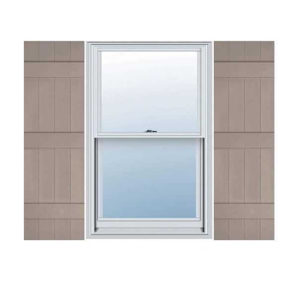 Ekena Millwork 14 in. x 71 in. Lifetime Vinyl Standard Four Board Joined Board and Batten Shutters Pair Clay