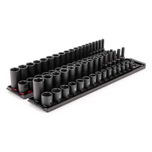 3/8 in. Drive 6-Point Impact Socket Set with Rails (1/4 in.-1 in., 6 mm-24 mm) (68-Piece)