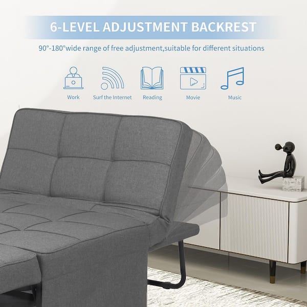 4-in-1 71 in. Light Grey Fabric Multi-Function Twin Size Sleeper