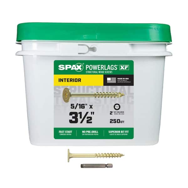 5/16 in. x 3-1/2 in. Powerlags XF Interior T40 T-Star Pancake Head Structural Wood Lag Screws (250 Pieces)