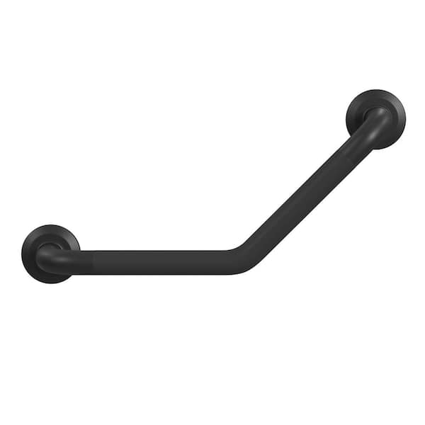 PULSE Showerspas 20 in. Angled Concealed Screw ADA Compliant Grab Bar with Optional Toilet Paper Holder in Matte Black