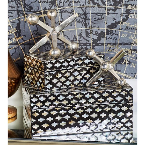 Litton Lane Silver Aluminum Jack Sculpture (Set of 2)