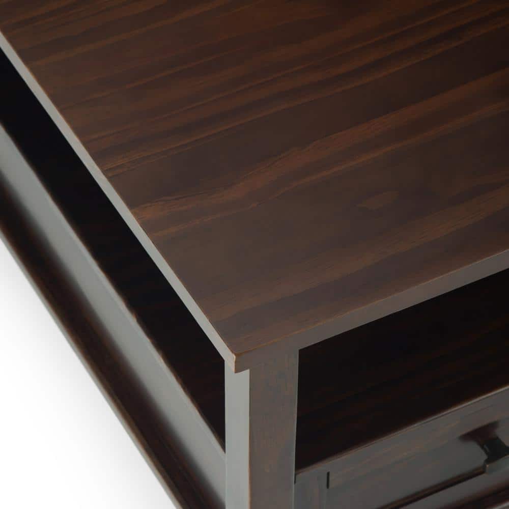 Warm Shaker Tobacco Brown Square Coffee Table with Storage