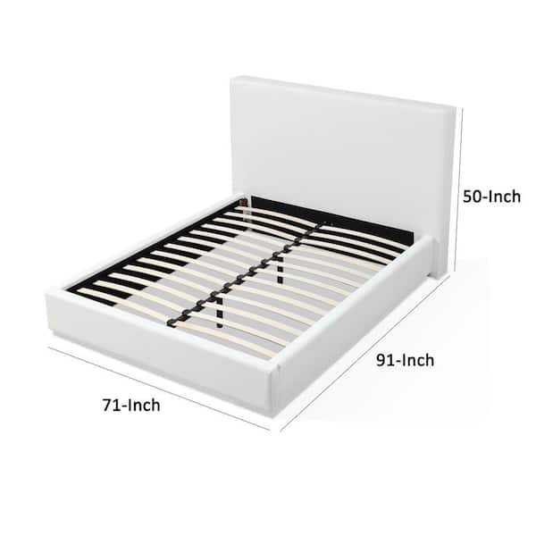 Benjara Uma Cream White Wood Frame Queen Platform Bed with