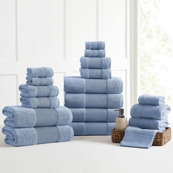 MODERN THREADS Spunloft 18-Piece Blue Solid Cotton Towel Set