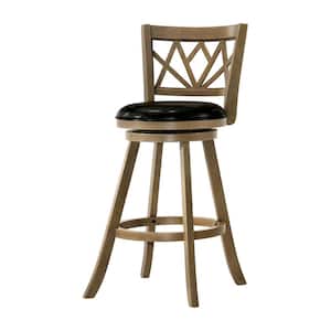 Amina 43.25 in. Maple Low Back Wood Bar Stool with Faux Leather Seat (Set of 1)