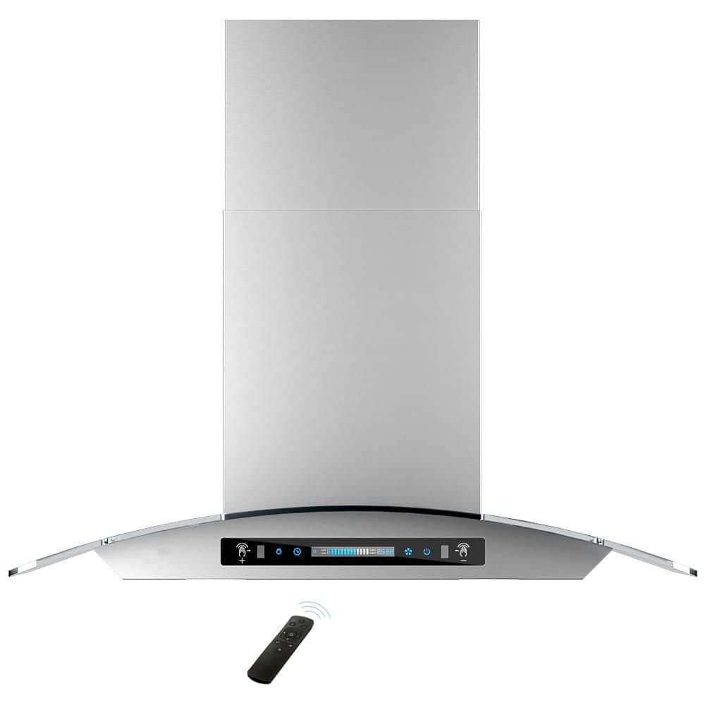 30 in. 600 CFM Ducted Wall Mount Range Hood in Stainless Steel and Glass with Gesture Sensing Control Function,LED Light