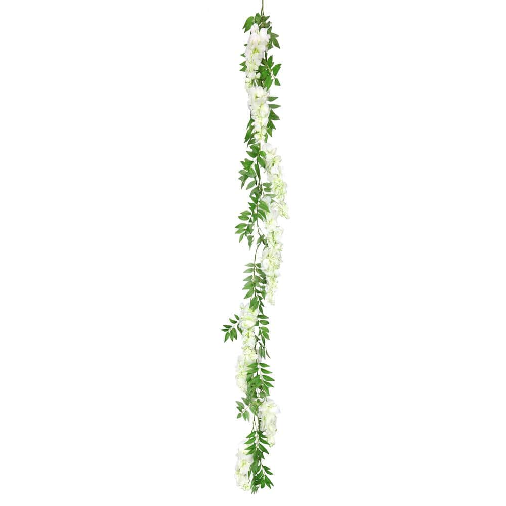 6 ft. Cream White Artificial Wisteria Flower Garland Hanging Vine (Set of 2) price history on PriceWatchPro