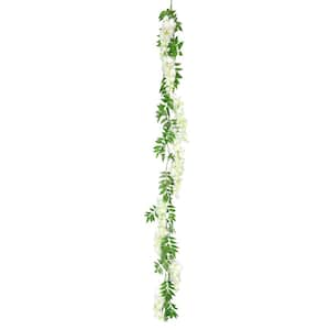 6 ft. Cream White Artificial Wisteria Flower Garland Hanging Vine (Set of 2)