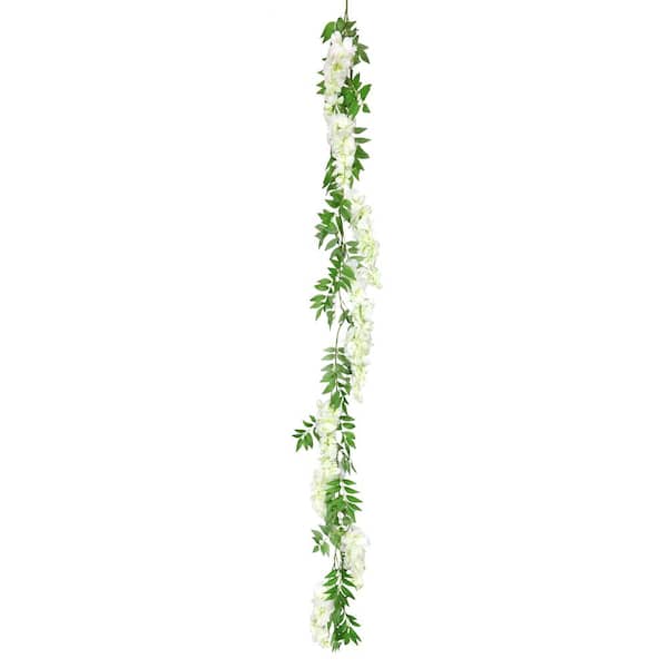 6 ft. Cream White Artificial Wisteria Flower Garland Hanging Vine (Set of 2)