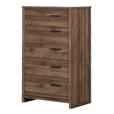 Tao 5-Drawer Natural Walnut Chest of Drawers