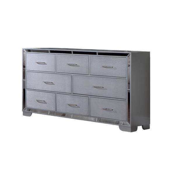 Benjara 17 In Silver 8 Drawers Dresser BM283626 - The Home Depot