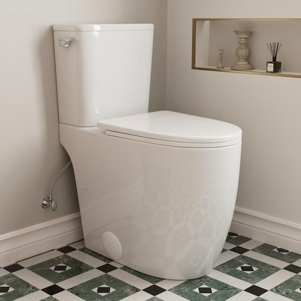Tall Toilets for Seniors 21 in. Swirl Flush, 1.28 GPF, Modern 2-Piece White High Toilet, Elongated Bowl 12 in. Rough-in
