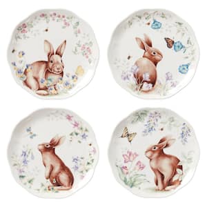 Butterfly Meadow Bunny White Accent Plate (Set of 4)