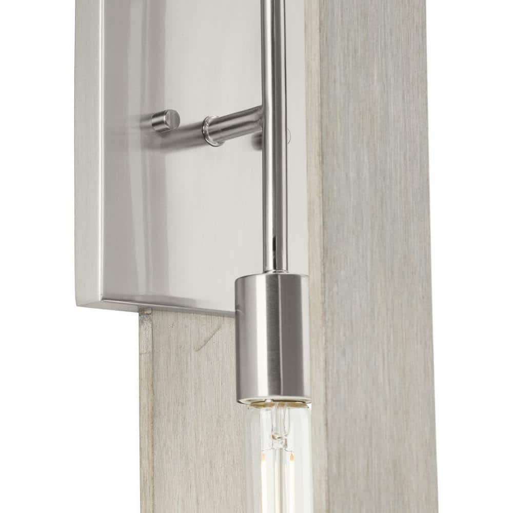 Boundary Brushed Nickel and Oak 24" Wall Sconce