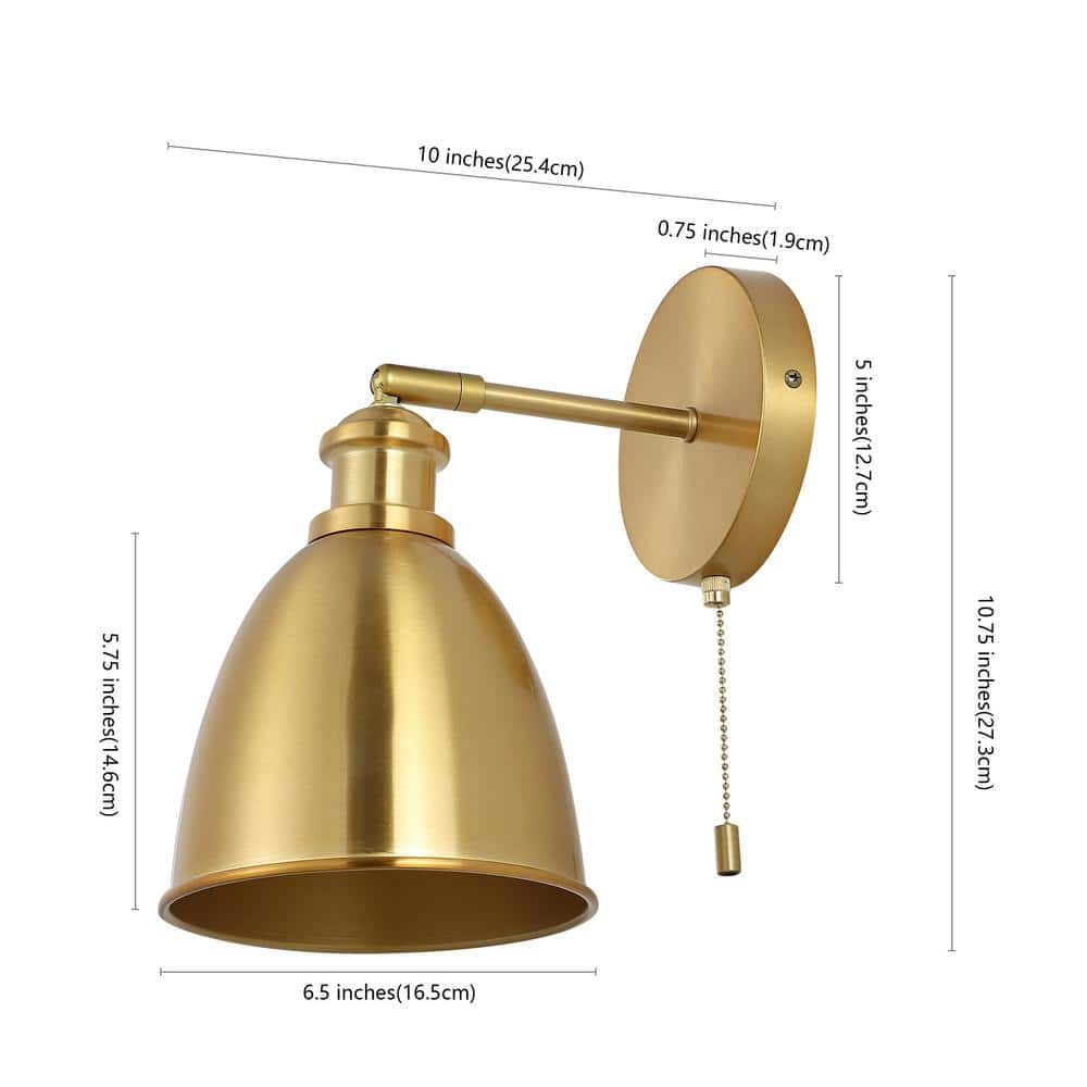 Hudson Industrial 10'' Brass Gold Dimmable LED Wall Sconce