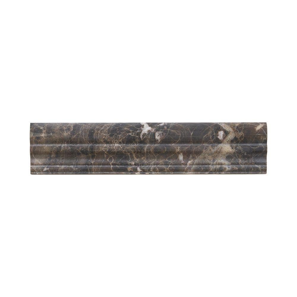 Emperador 12 in. x 2-5/8 in. Marble Crown Wall Tile