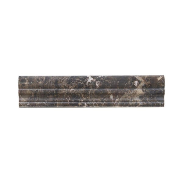 Unbranded Emperador 12 in. x 2-5/8 in. Marble Crown Wall Tile
