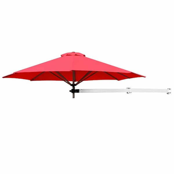 Unbranded 8 ft. Aluminum Cantilever Telescopic Folding Sun Shade Tilt Patio Umbrella in Burgungy