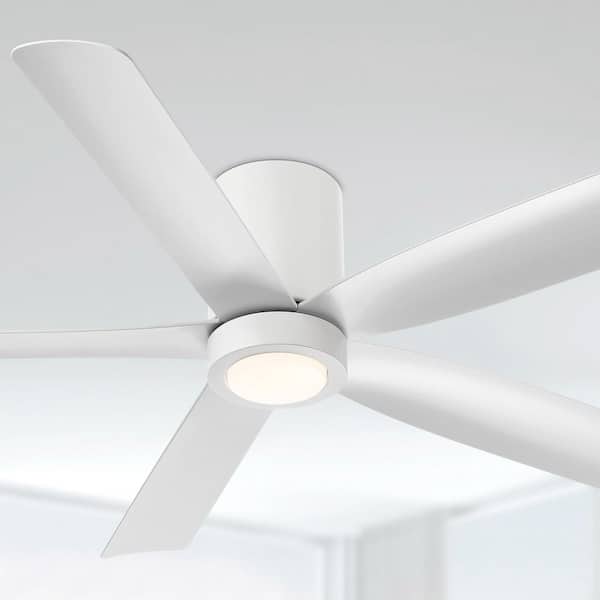ARRANMORE LIGHTING & FANS CORMAC 5-Blade 52 in. Indoor/Outdoor Matte White Low Profile Ceiling Fan with Color Select LED Light and Remote Included
