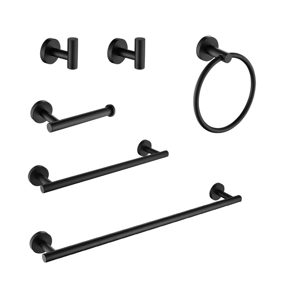 6-Piece Round Bath Hardware Set with Mounting Hardware in Matte Black price history on PriceWatchPro
