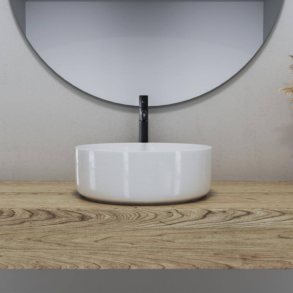 14'' Round White Ceramic Undermount Bathroom Sink