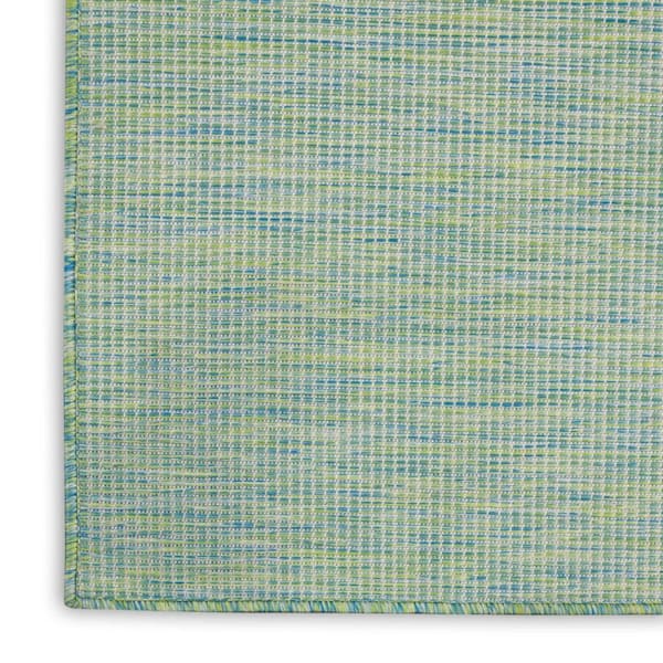 Blue, Green 8 ft. x  10 ft. Woven Abstract Polyester Rectangle Indoor/Outdoor Area Rug