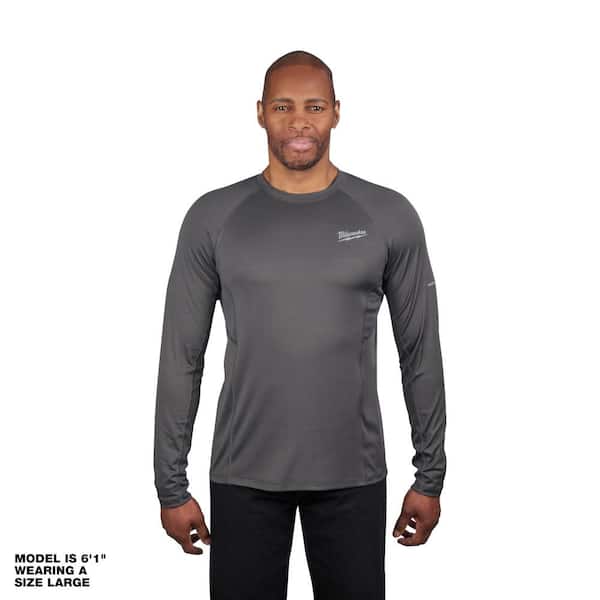 Milwaukee Men's Large Gray Work Skin Long Sleeve Mid Weight Performance Shirt
