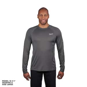 Men's Extra Large Gray Work Skin Long Sleeve Mid Weight Performance Shirt