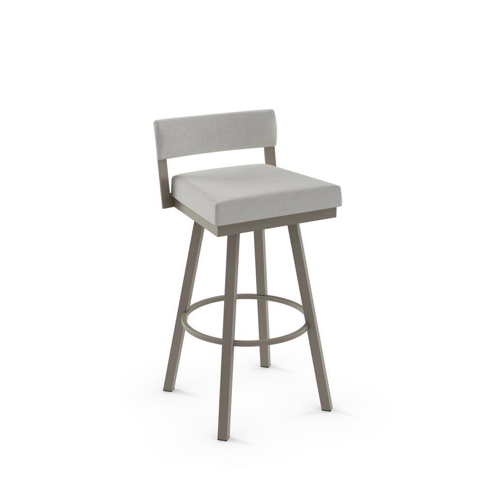 Modern Geometric Low-Back 32'' Gray Metal Swivel Barstool
