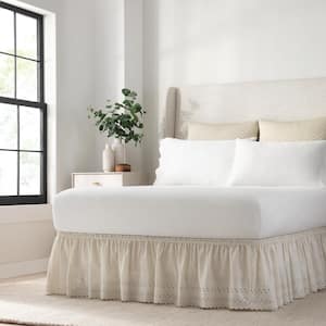 Solid Color Bed Skirt with Surface Queen King Easy On/Easy Off Bed Skirt Valance 