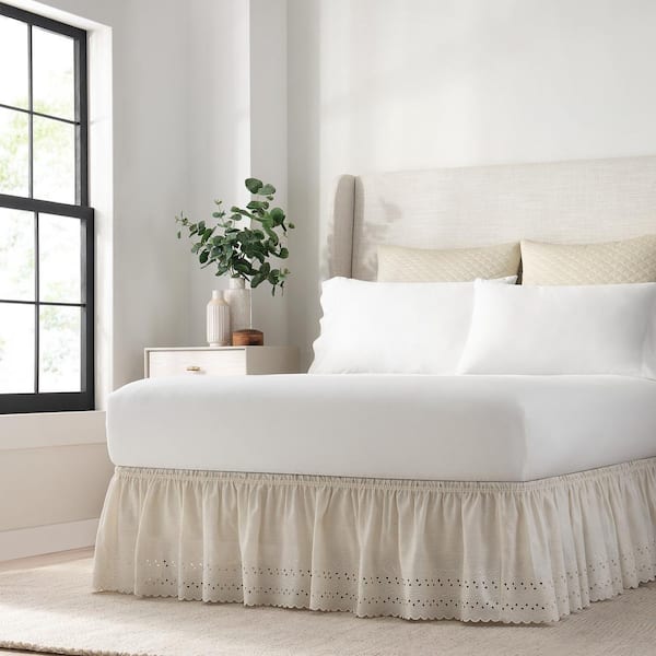 White Solid Wrap Around Ruffle Gathered Bed Skirt 600 Thread Count All Bed Size 