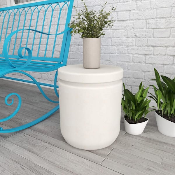 Litton Lane 17 in. H White Fiber clay Industrial Outdoor Stool