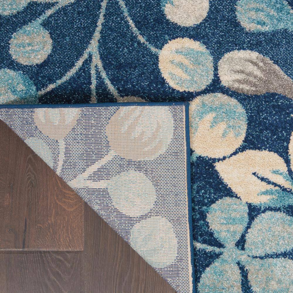 Elegant Navy Floral 5'3" x 7'3" Synthetic Easy-Care Area Rug
